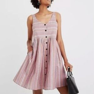 Madewell Scoopneck Dress in Rainbow Stripe, Med